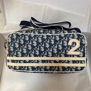 Christian Dior A MONOGRAM CANVAS No 2 TROTTER CROSS BODY BAG Navy Blue